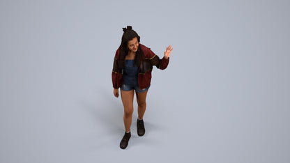 realistic 3D people woman casual walking, render-ready for V-Ray and Corona, FBX OBJ, back view render