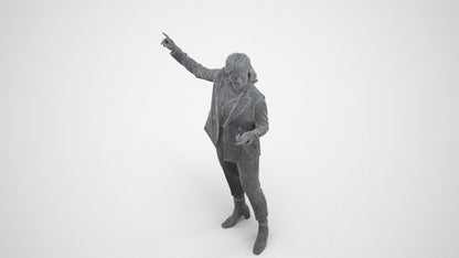 3D human model woman business, photogrammetry scanned person for archviz, wireframe three-quarter view