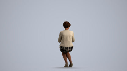 photogrammetry 3D woman business sitting, realistic human model archviz FBX, front view render