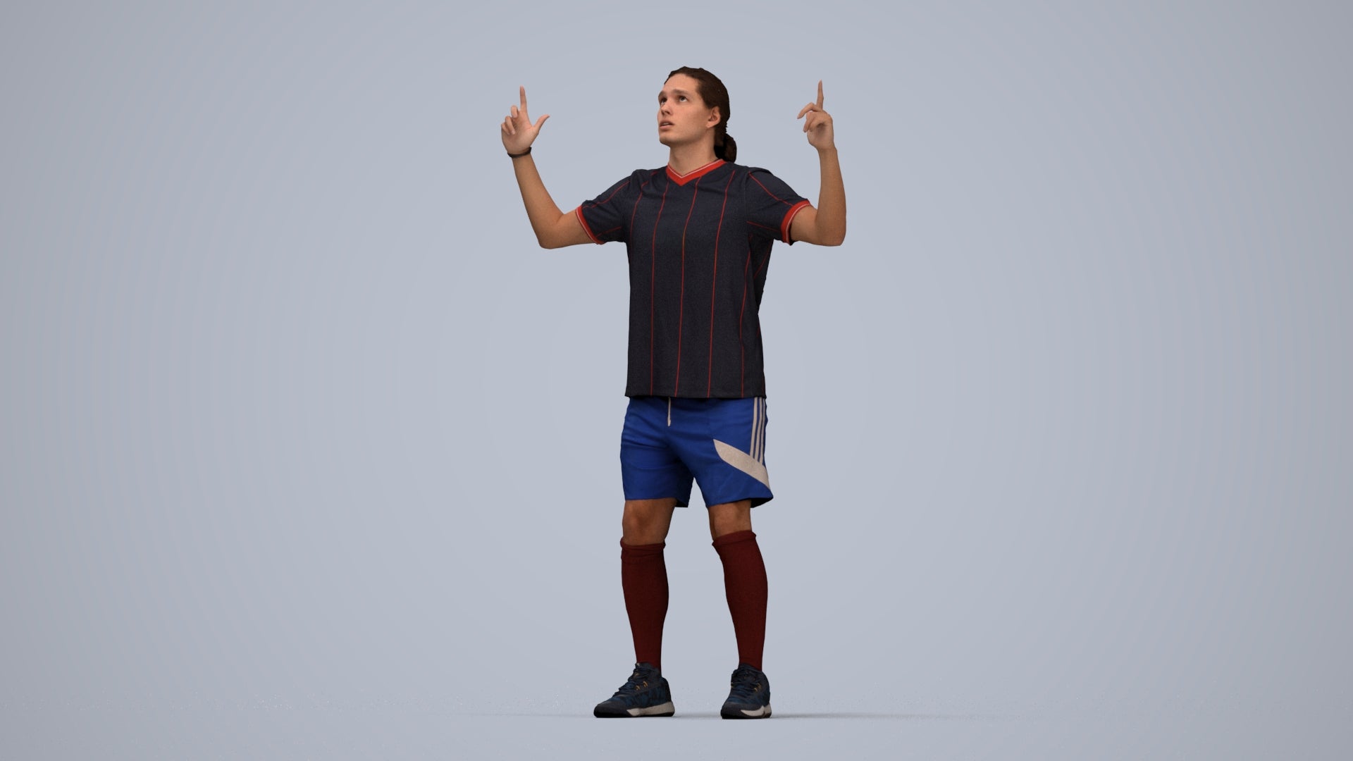 photogrammetry 3D man sport, realistic human model archviz FBX, top-down view render