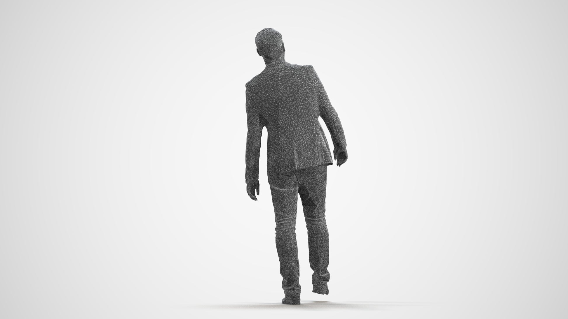 realistic 3D people man business, render-ready for V-Ray and Corona, FBX OBJ, wireframe front view