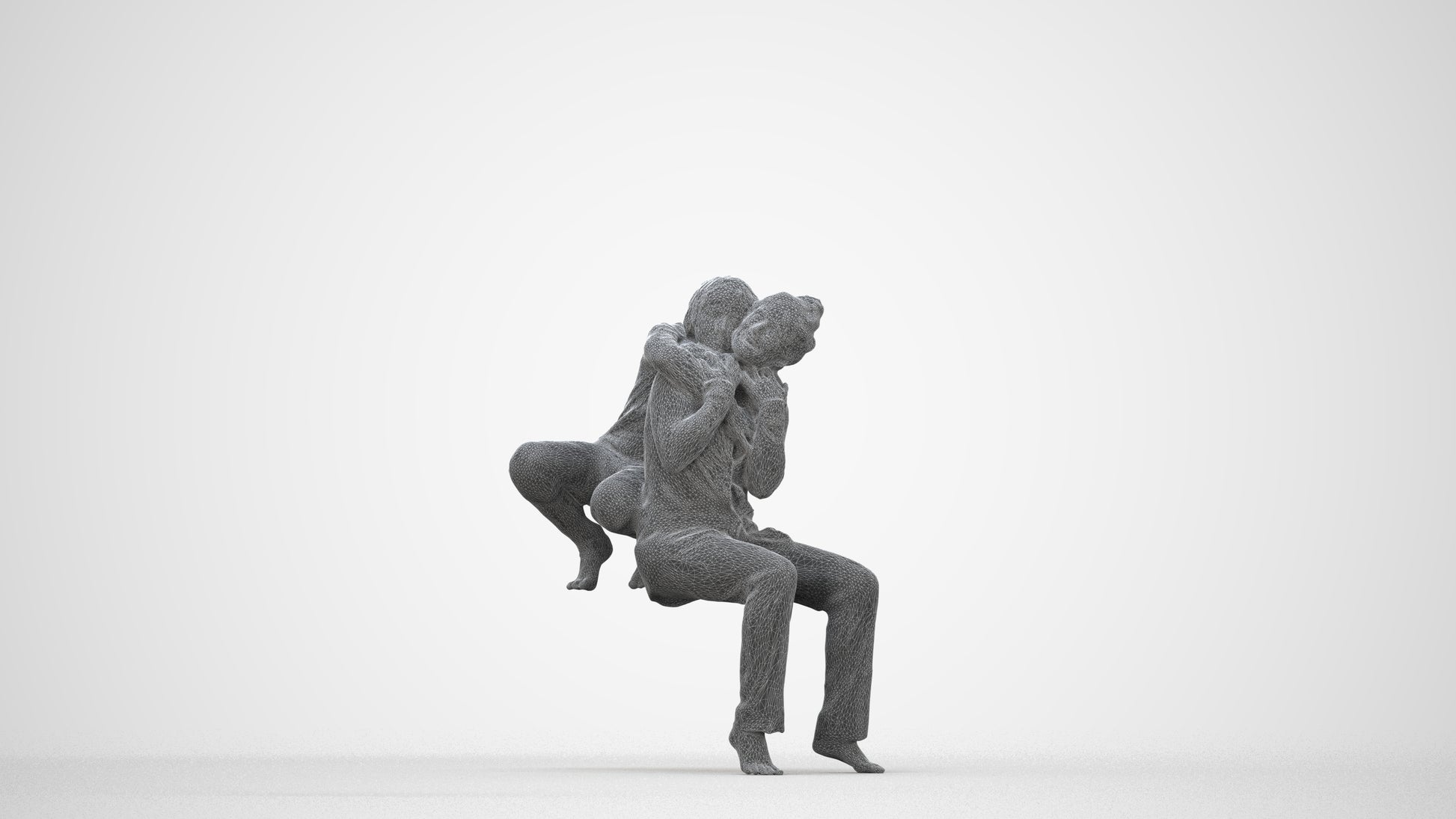 realistic 3D people girl casual kids, render-ready for V-Ray and Corona, FBX OBJ, wireframe back view
