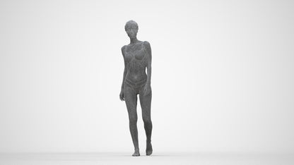 3D scanned woman mix, photorealistic archviz people for Enscape and SketchUp, wireframe back view