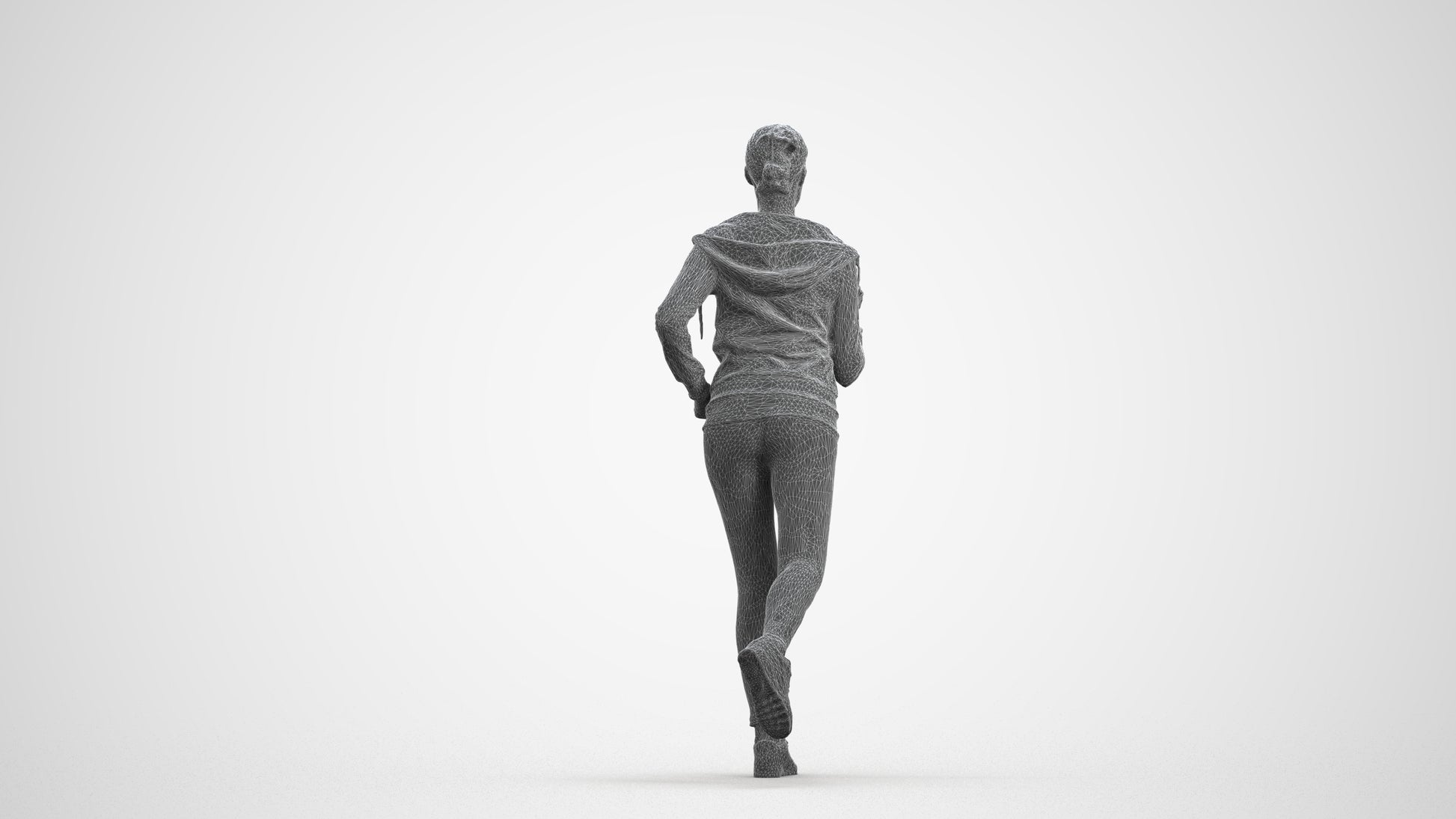 photogrammetry 3D woman sport, realistic human model archviz FBX, wireframe front view