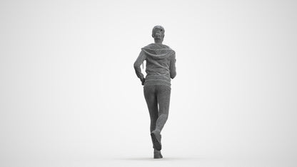 photogrammetry 3D woman sport, realistic human model archviz FBX, wireframe front view