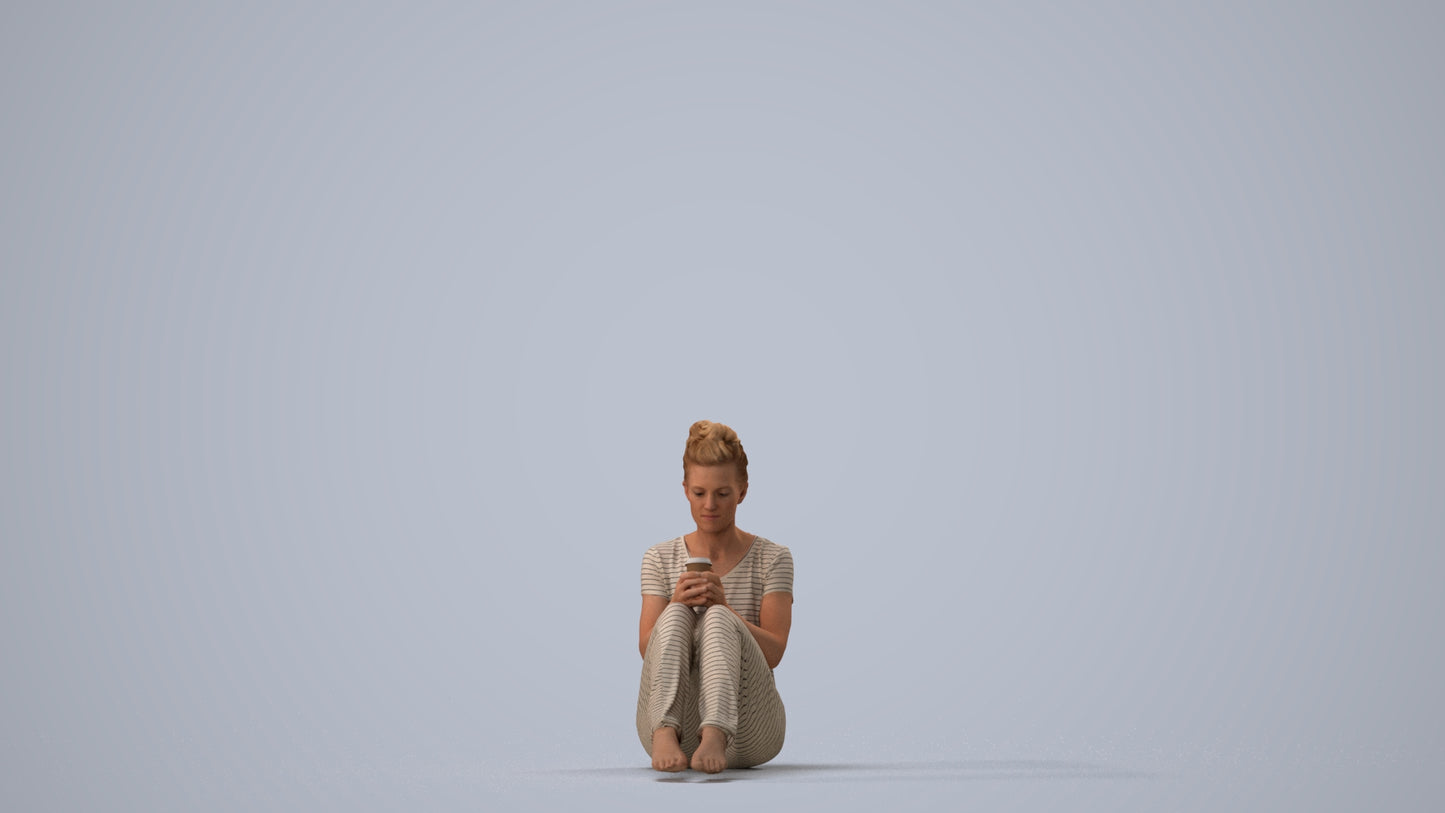 scanned 3D woman mix, photogrammetry people for Enscape and V-Ray, three-quarter view render