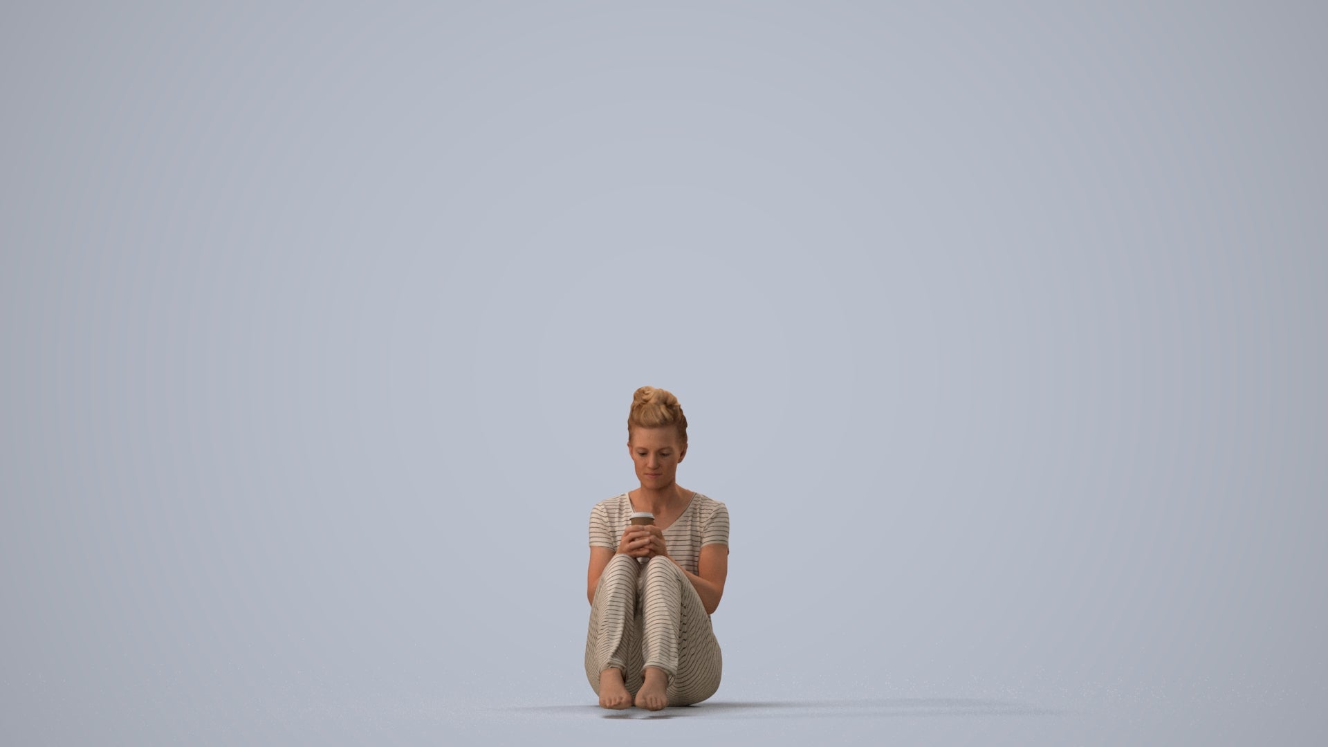 scanned 3D woman mix, photogrammetry people for Enscape and V-Ray, three-quarter view render