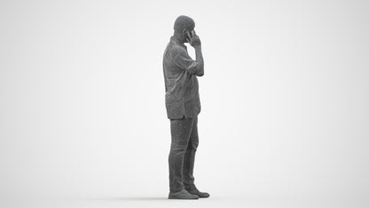 photogrammetry 3D man casual standing, realistic human model archviz FBX, wireframe side view