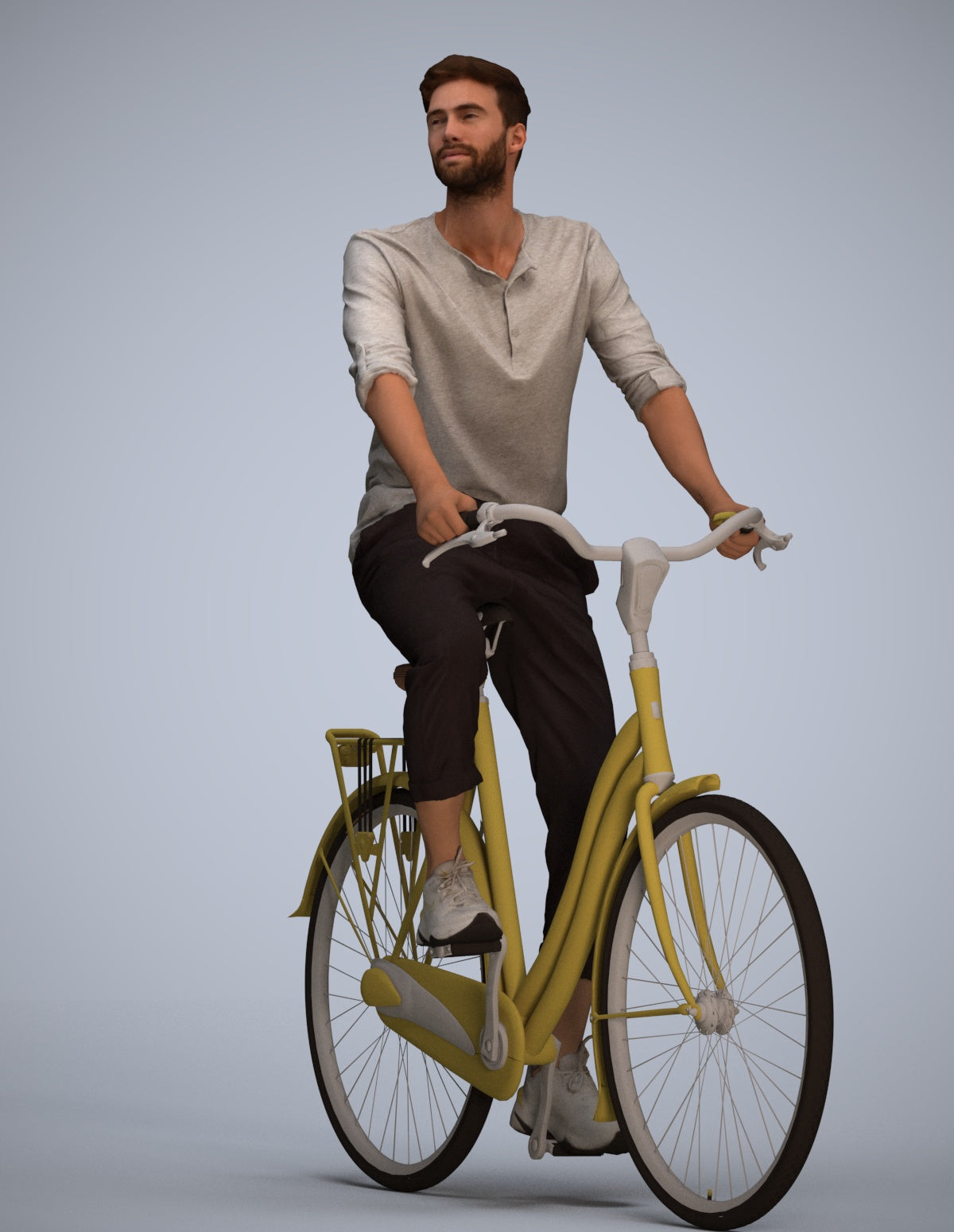 3D scanned man sitting casual, photorealistic archviz people for Enscape and SketchUp