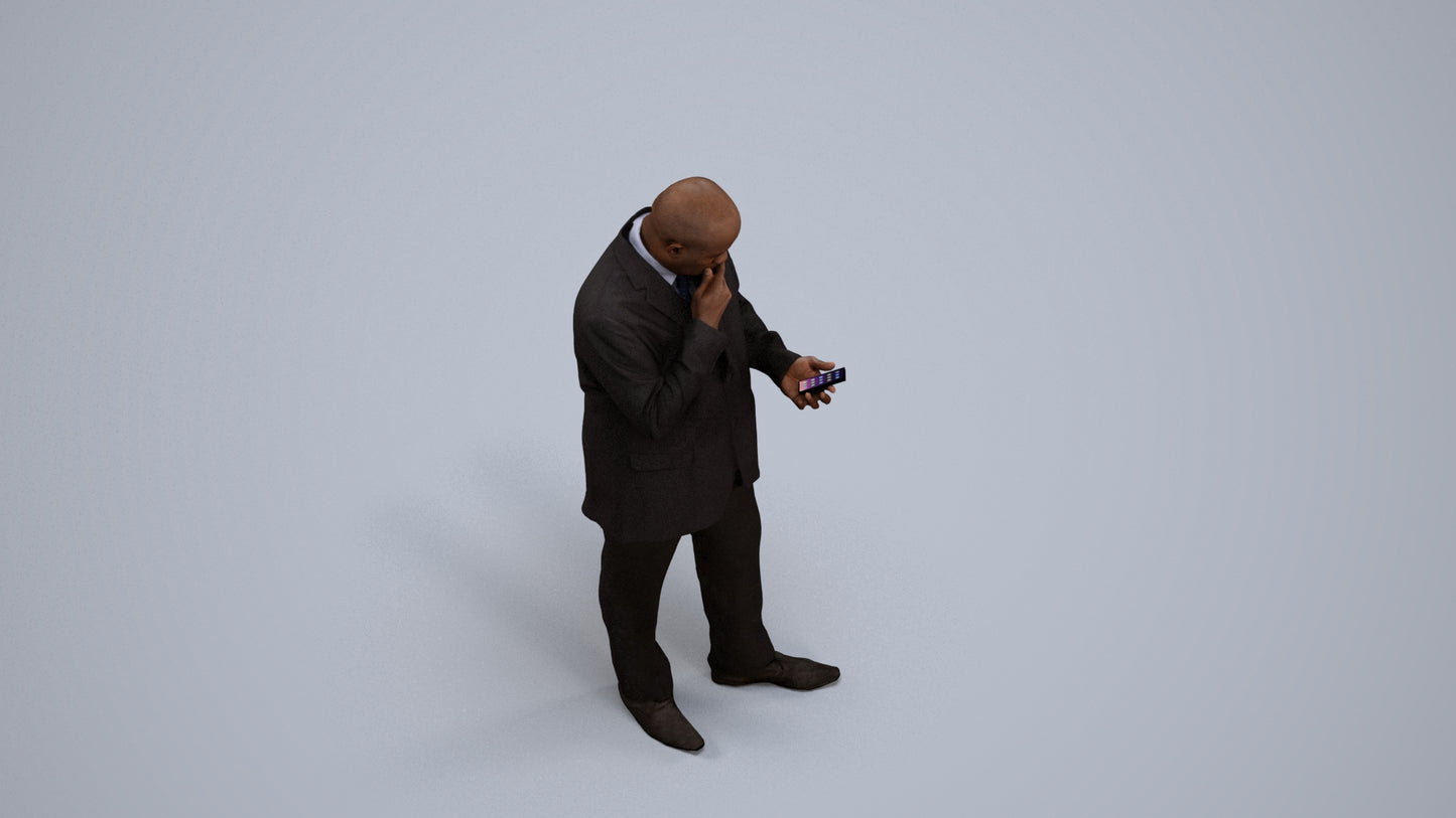 photogrammetry 3D man business, realistic human model archviz FBX, back view render