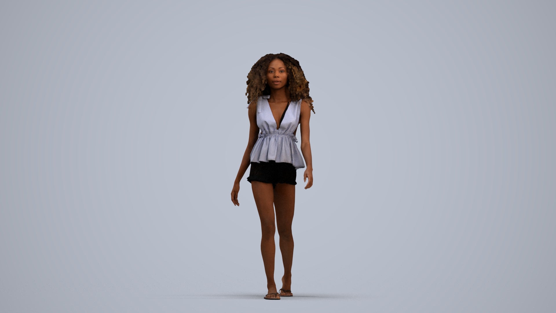 realistic 3D people woman casual walking, render-ready for V-Ray and Corona, FBX OBJ, standing pose render