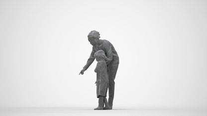 3D people model girl kids, scanned human for 3ds Max rendering, wireframe back view