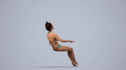 realistic 3D woman pool, scanned archviz people for Blender and 3ds Max, side view render