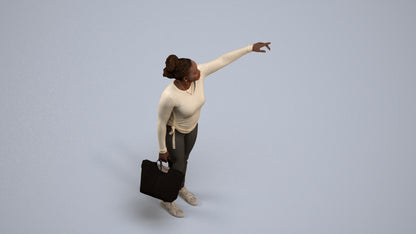 3D scanned woman standing casual, photorealistic archviz people for Enscape and SketchUp, back view render