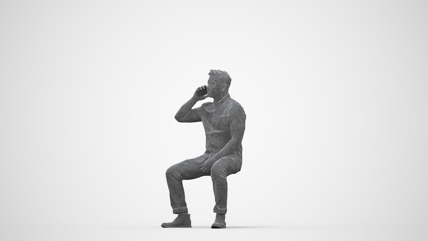 3D human model man business, photogrammetry scanned person for archviz, wireframe back view