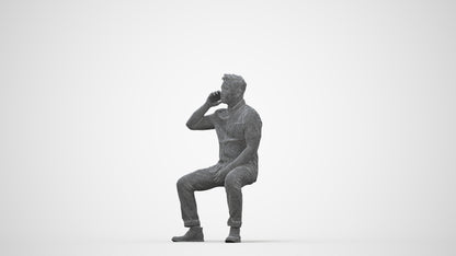3D human model man business, photogrammetry scanned person for archviz, wireframe back view