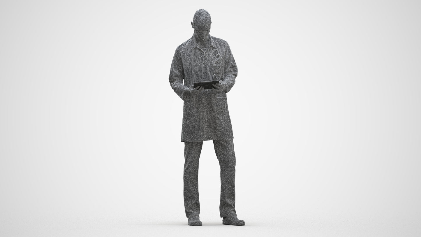 3D scanned man medical, photorealistic archviz people for Enscape and SketchUp, three-quarter front view render
