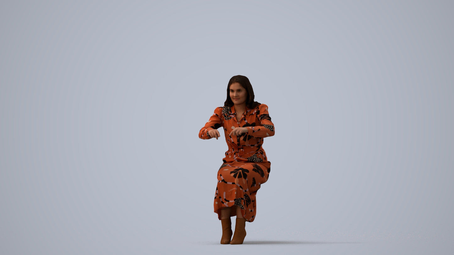 scanned 3D woman casual business, photogrammetry people for Enscape and V-Ray, three-quarter view render