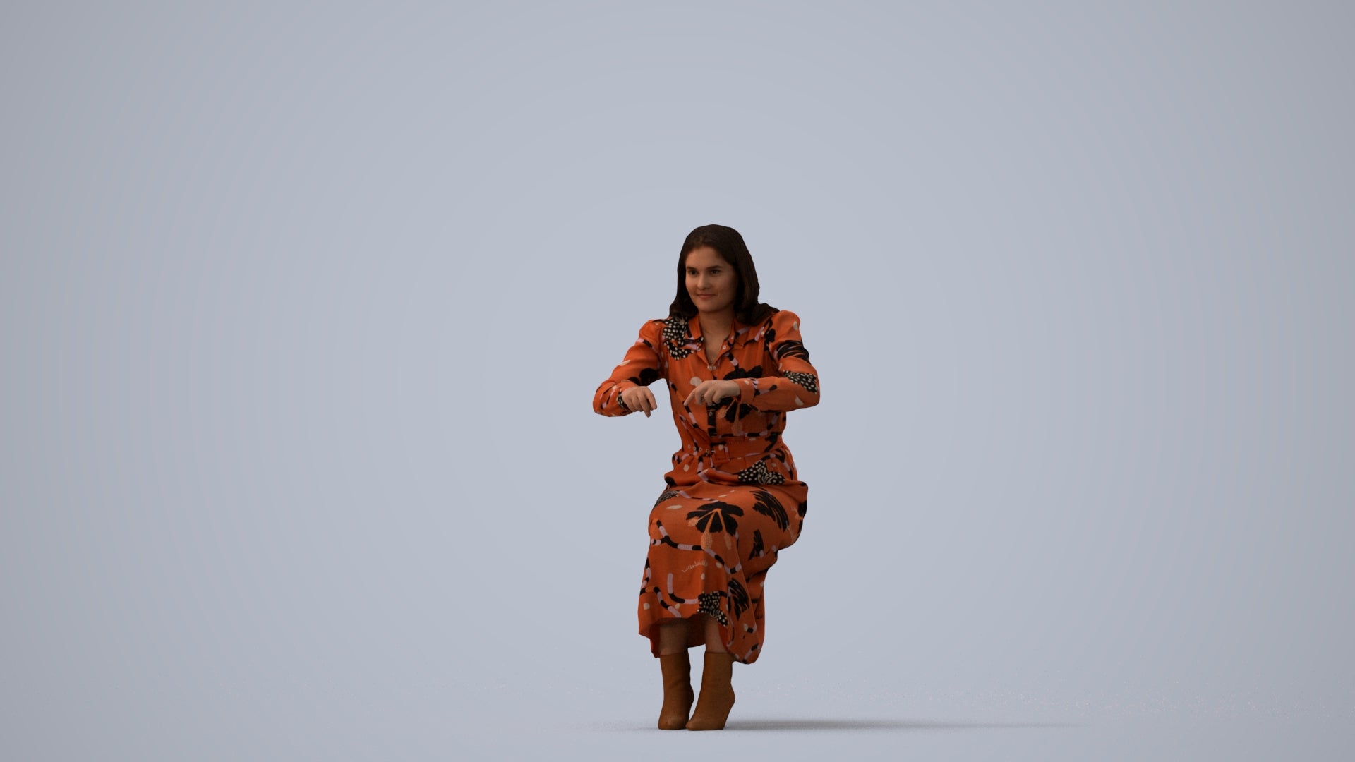 scanned 3D woman casual business, photogrammetry people for Enscape and V-Ray, three-quarter view render