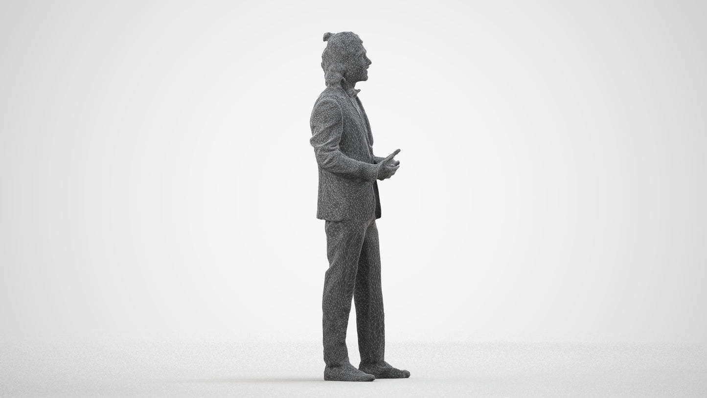 photogrammetry 3D man formal formalaffairs, realistic human model archviz FBX, wireframe side view