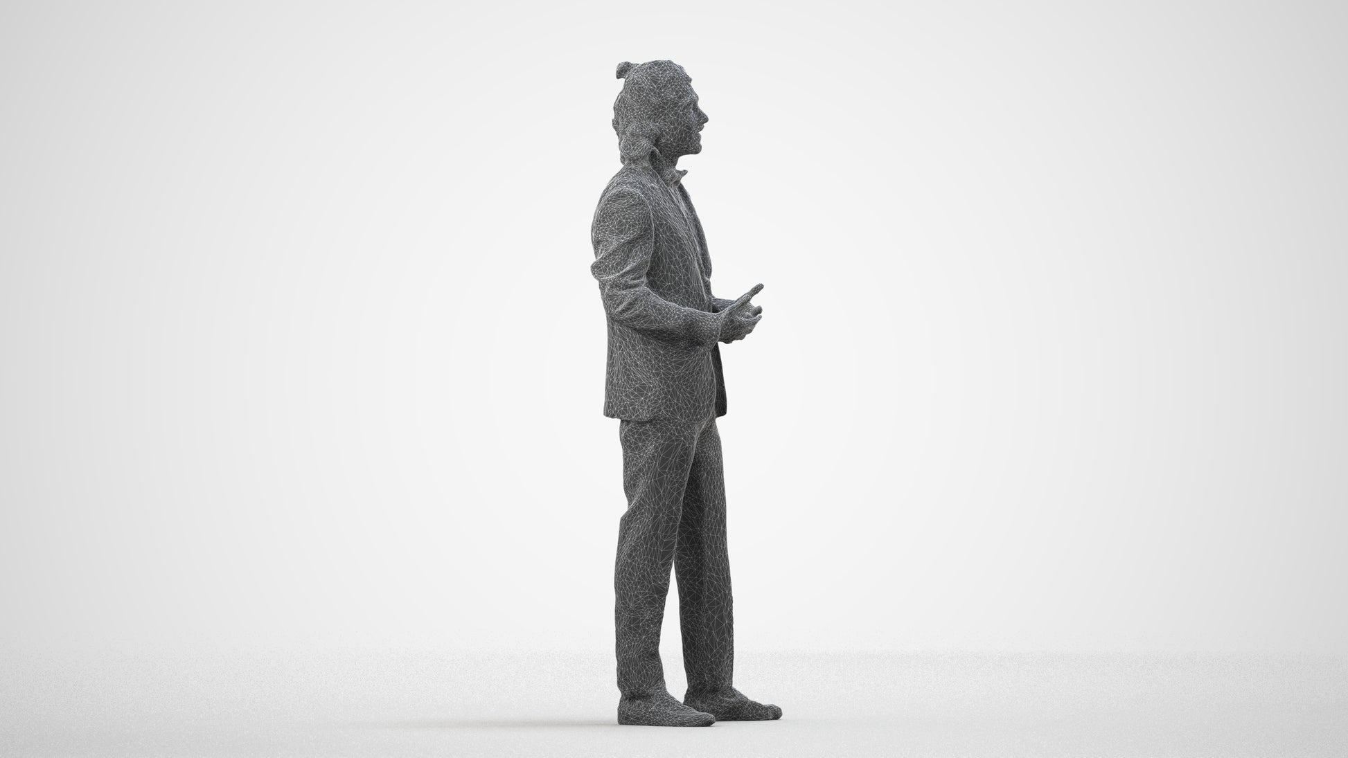 photogrammetry 3D man formal formalaffairs, realistic human model archviz FBX, wireframe side view