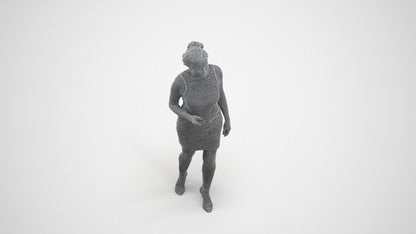 scanned 3D woman casual walking, photogrammetry people for Enscape and V-Ray, wireframe three-quarter view