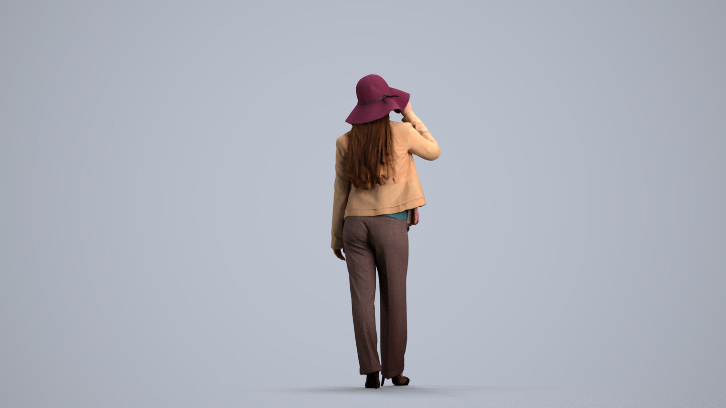 realistic 3D people woman casual standing, render-ready for V-Ray and Corona, FBX OBJ, front view render