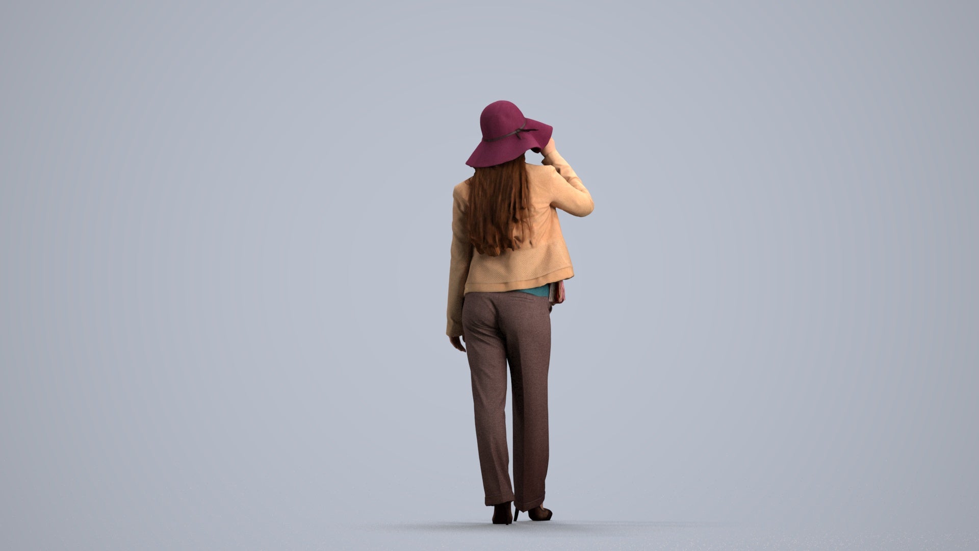 realistic 3D people woman casual standing, render-ready for V-Ray and Corona, FBX OBJ, front view render