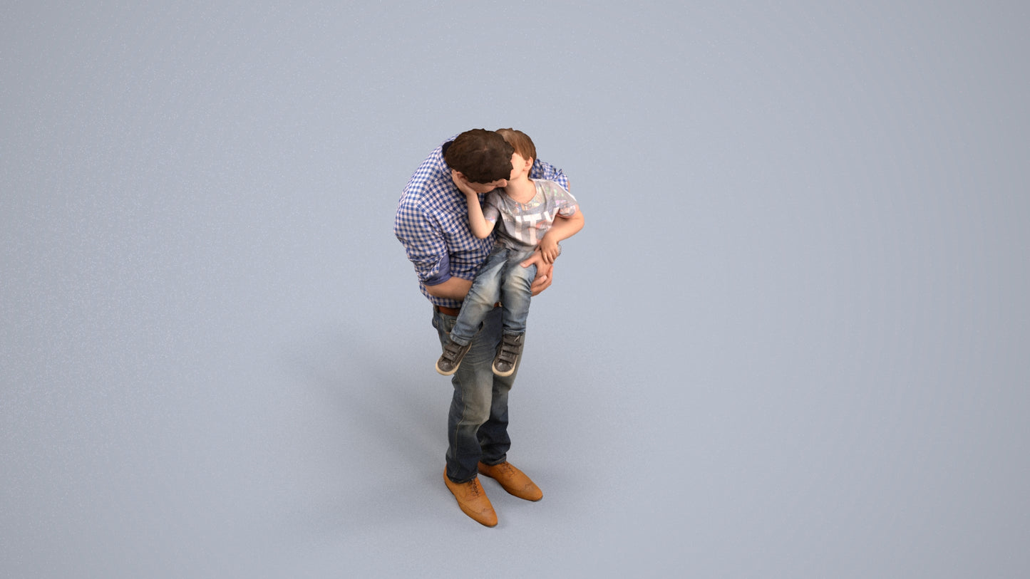 realistic 3D people boy casual kids, render-ready for V-Ray and Corona, FBX OBJ, back view render