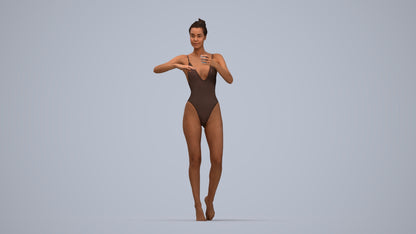 3D people model woman pool, scanned human for 3ds Max rendering, top-down view render