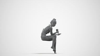 realistic 3D people woman pool, render-ready for V-Ray and Corona, FBX OBJ, wireframe side view