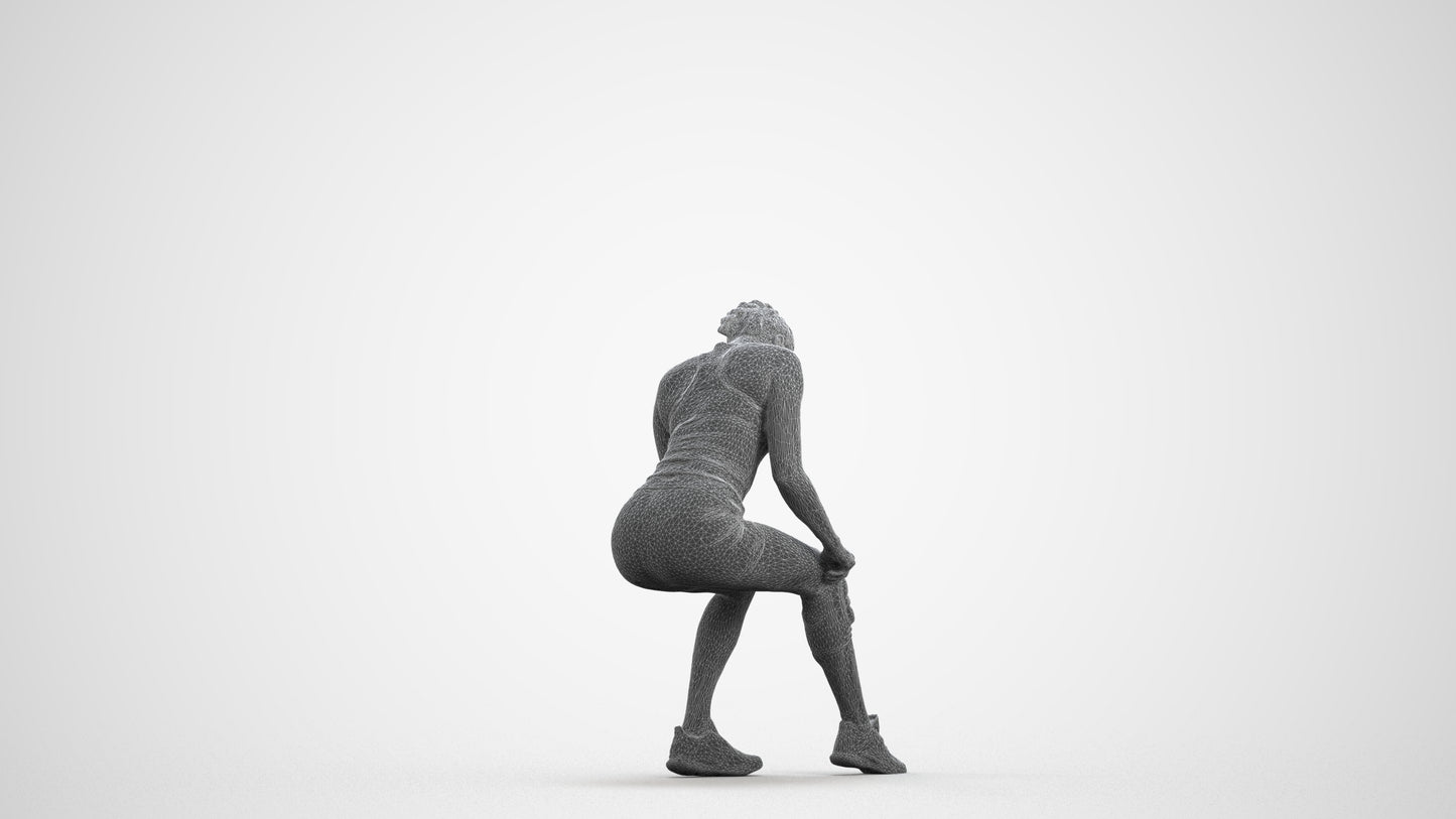 realistic 3D woman sport, scanned archviz people for Blender and 3ds Max, wireframe front view