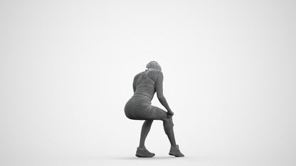 realistic 3D woman sport, scanned archviz people for Blender and 3ds Max, wireframe front view
