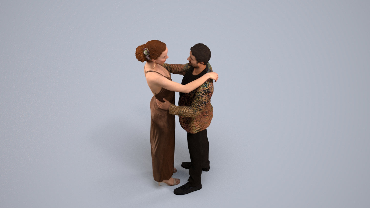 realistic 3D human woman formal dancing, archviz people FBX OBJ for Blender, back view render