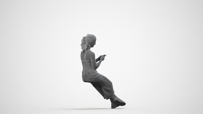 realistic 3D girl casual kids, scanned archviz people for Blender and 3ds Max, wireframe side view
