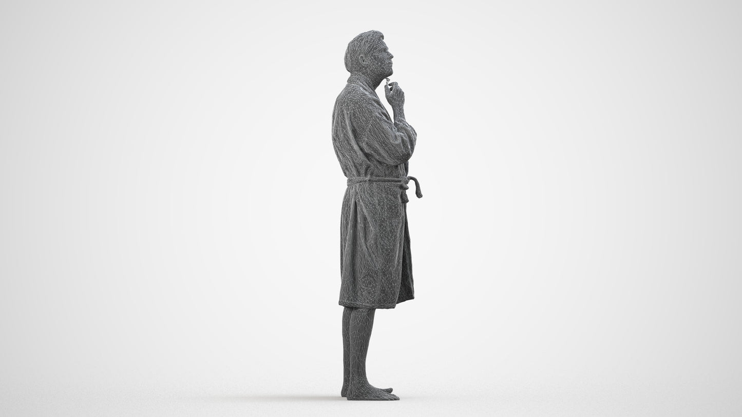 3D scanned man sport, photorealistic archviz people for Enscape and SketchUp, wireframe side view
