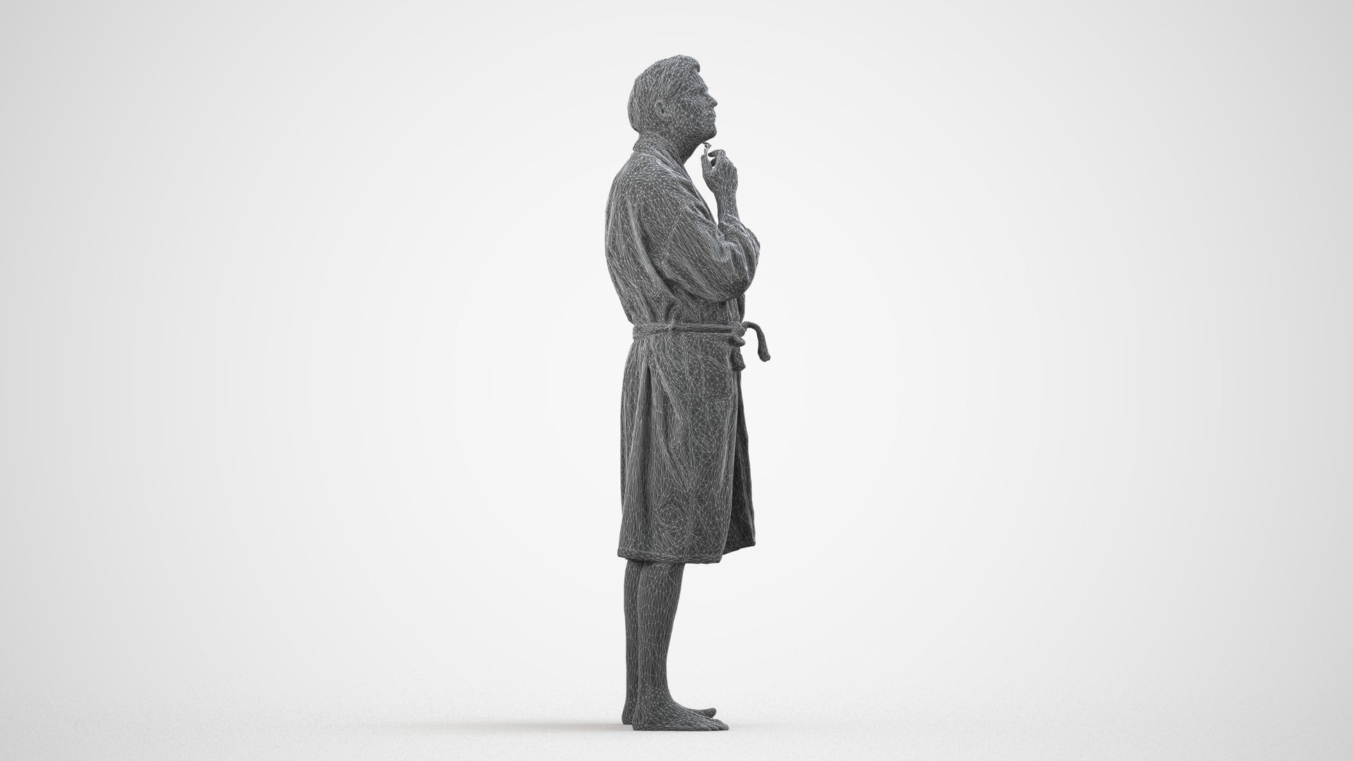 3D scanned man sport, photorealistic archviz people for Enscape and SketchUp, wireframe side view