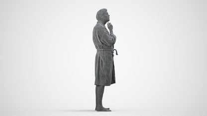 3D scanned man sport, photorealistic archviz people for Enscape and SketchUp, wireframe side view