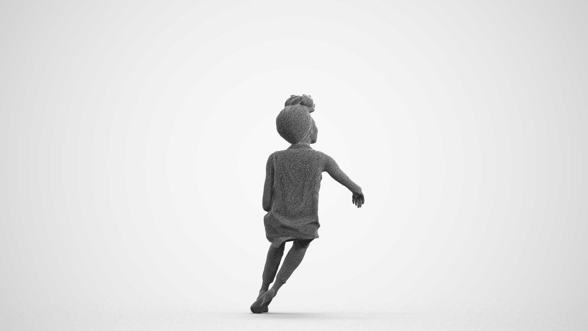 3D people model woman casual sitting, scanned human for 3ds Max rendering, wireframe front view