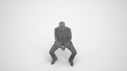 realistic 3D human man business, archviz people FBX OBJ for Blender, wireframe three-quarter view