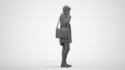 realistic 3D people man business standing, render-ready for V-Ray and Corona, FBX OBJ, wireframe side view
