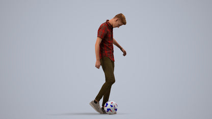3D human model man sport standing, photogrammetry scanned person for archviz, side view render