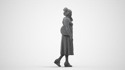 photogrammetry 3D woman casual walking, realistic human model archviz FBX, wireframe side view