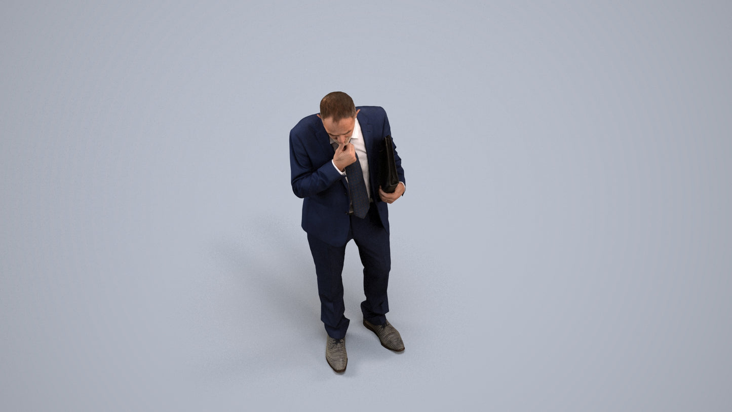 scanned 3D senior man business, photogrammetry people for Enscape and V-Ray, back view render