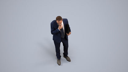 scanned 3D senior man business, photogrammetry people for Enscape and V-Ray, back view render