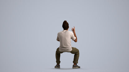 realistic 3D people man casual sitting, render-ready for V-Ray and Corona, FBX OBJ, front view render