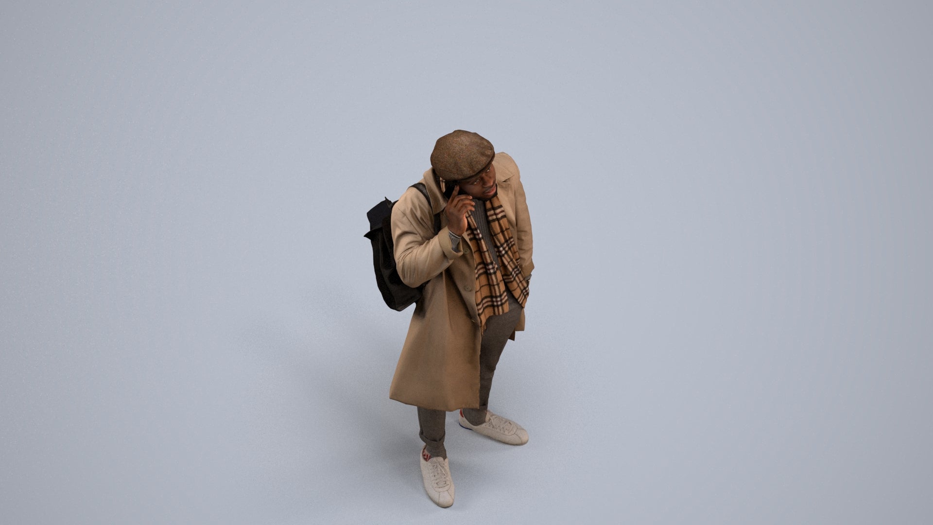 3D people model man casual standing, scanned human for 3ds Max rendering, back view render