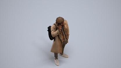 3D people model man casual standing, scanned human for 3ds Max rendering, back view render