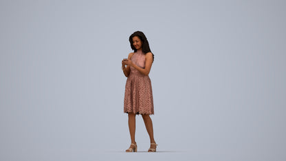 3D people model woman formal standing, scanned human for 3ds Max rendering, top-down view render