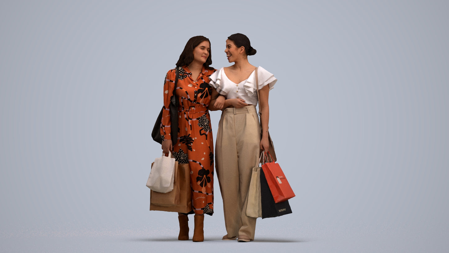 3D people model woman business mix, scanned human for 3ds Max rendering, standing pose render